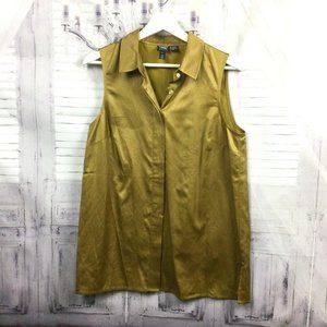 Worth Gold Sleeveless Button Up Blouse 6